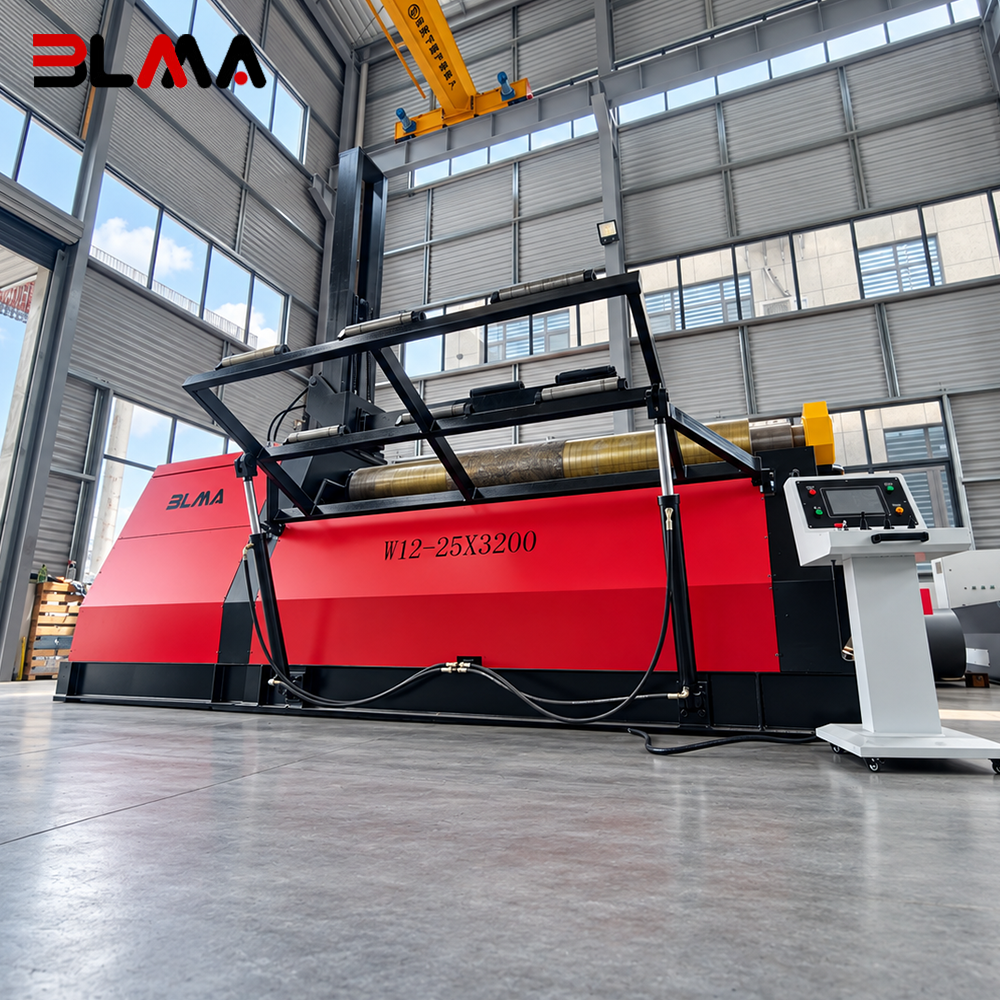 W12 25×3200 CNC 4 Roll Plate Rolling Machine with Side & Overhead Supports
