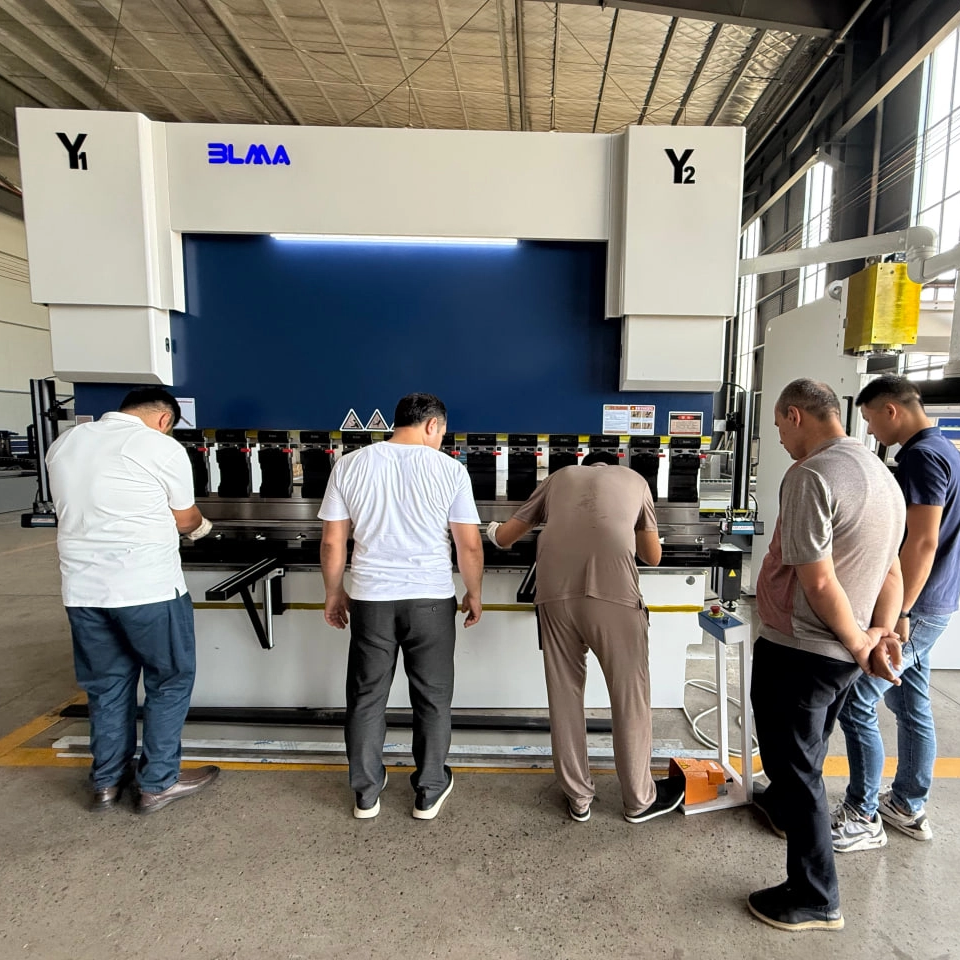 Uzbekistan Customers Visit BLMA Factory for CNC Press Brake Bending Machine Inspection and Product Bending Trials